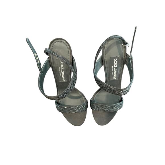 Dolce & Gabbana Keira Sandals Silk Leather Fusible Rhinestones Classy Gala US 8 - Picture 3 of 14